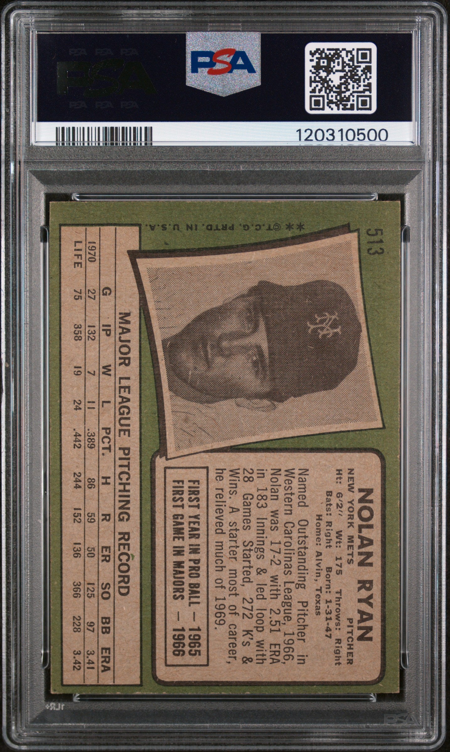 1971 Topps Nolan Ryan #513 PSA 6