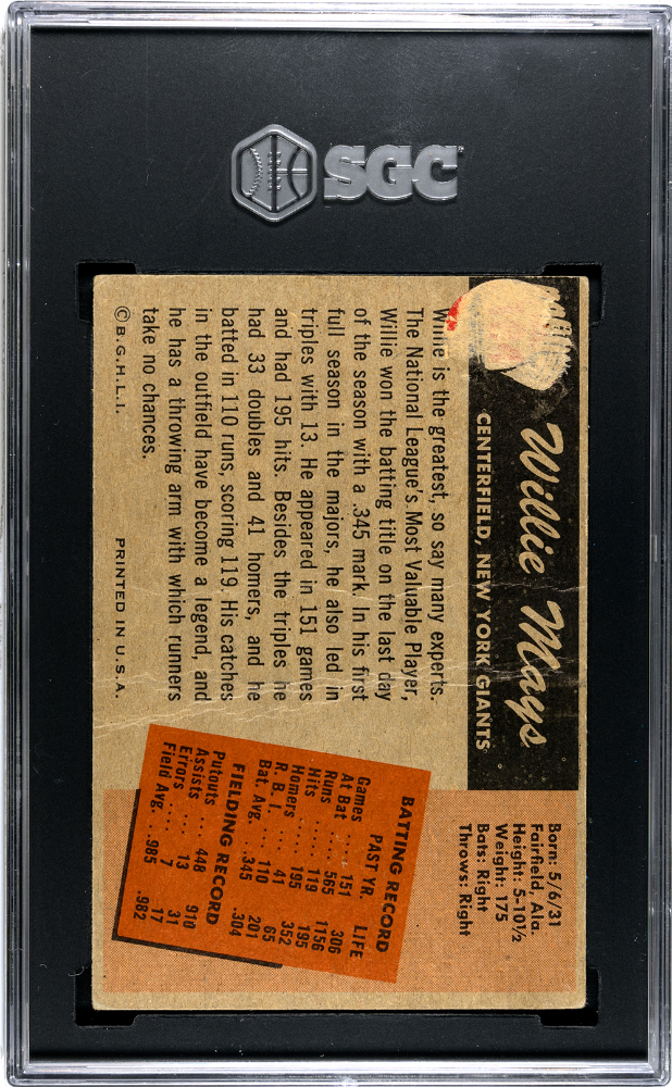 1955 Bowman Willie Mays #184 SGC A