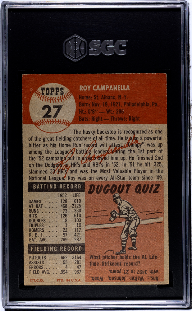 1953 Topps Roy Campanella #27 SGC 5.5