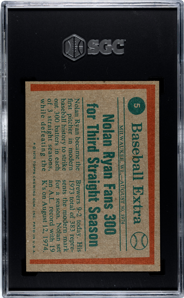 1975 Topps Nolan Ryan #5 Highlights SGC 5.5