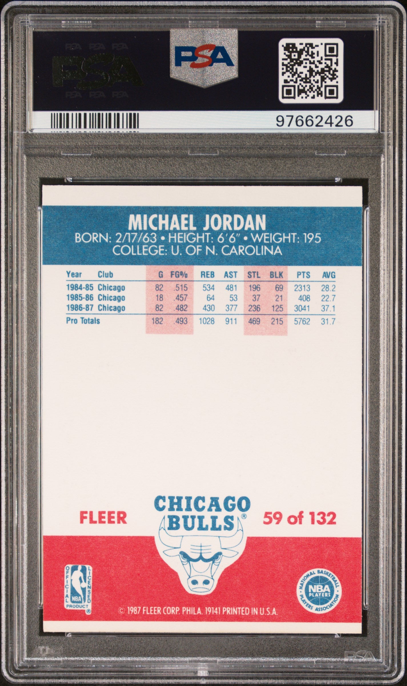 1987 Fleer Michael Jordan #59 PSA 8
