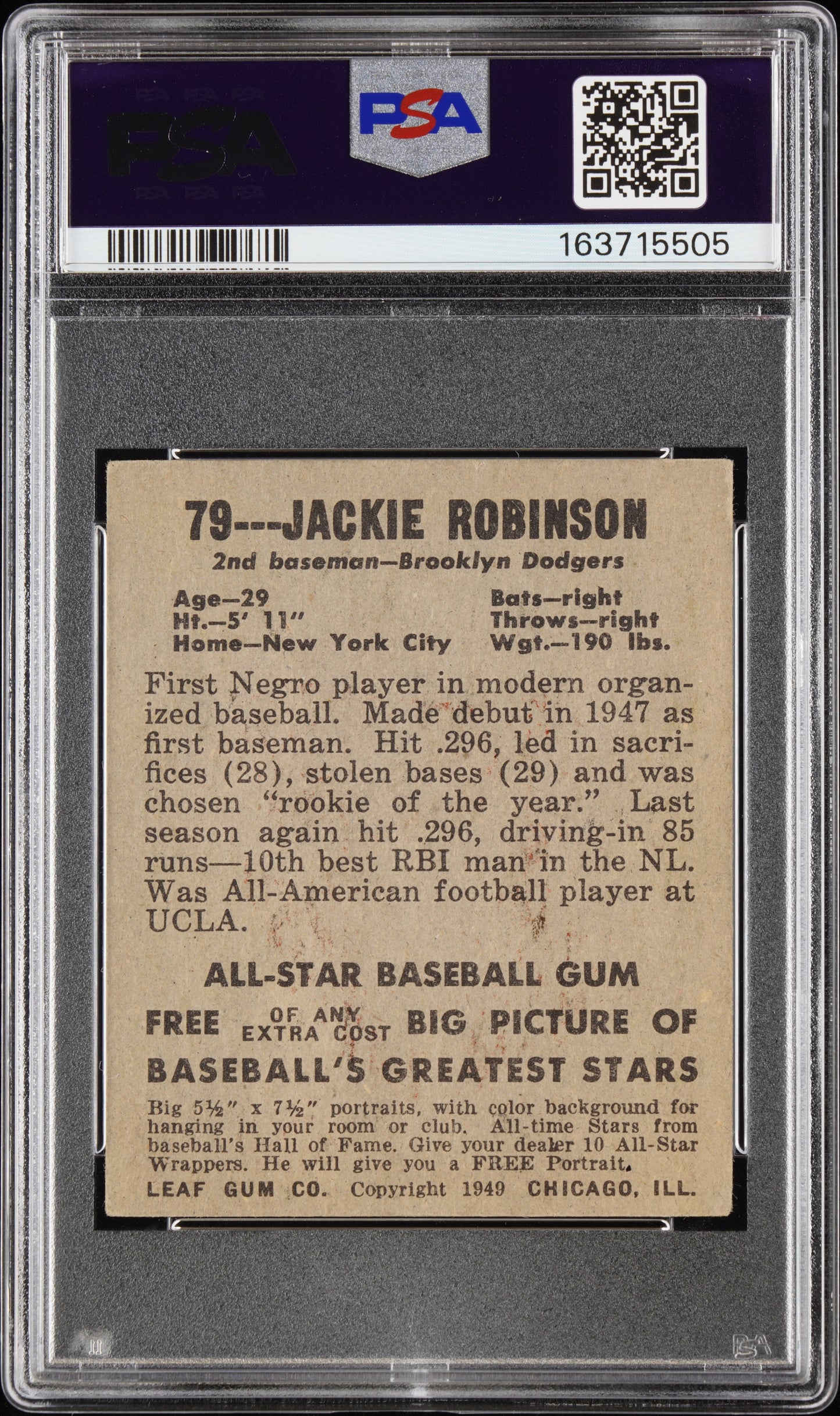 1948 Leaf Jackie Robinson #79 PSA 3.5