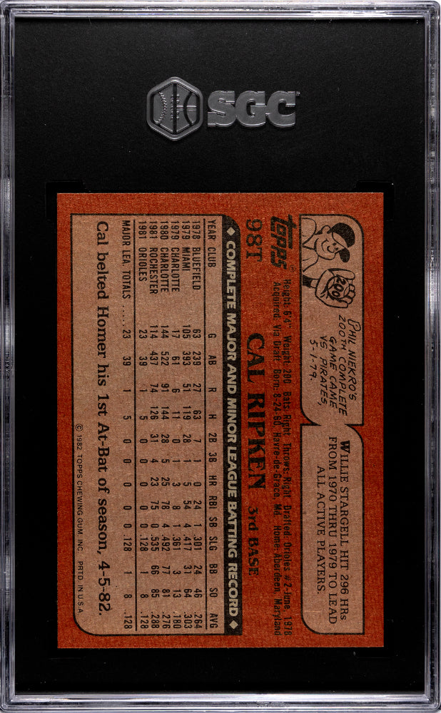 1982 Topps Traded Cal Ripken #98T SGC 9.5