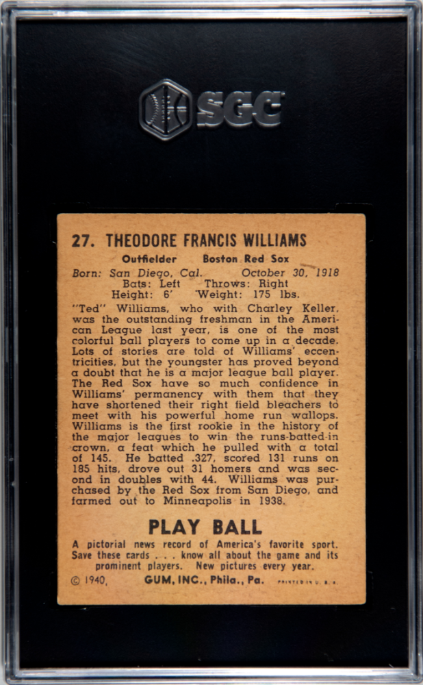 1940 Playball Ted Williams #27 SGC 4.5