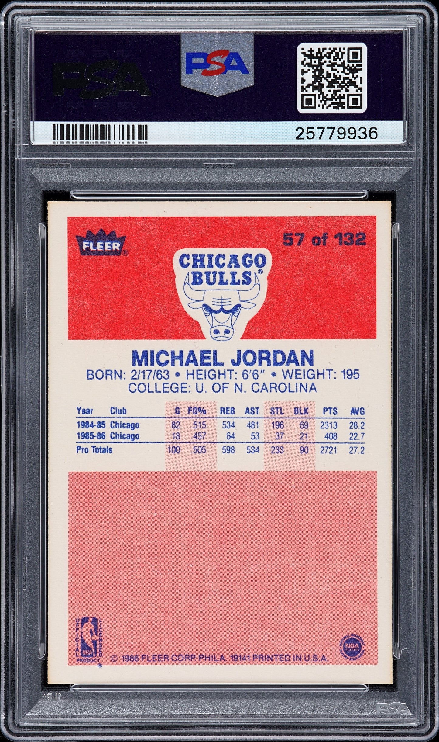 1986 Fleer Michael Jordan #57 PSA 10