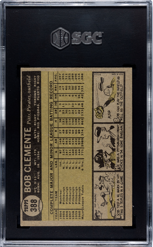 1961 Topps Bob Clemente #388 SGC 4