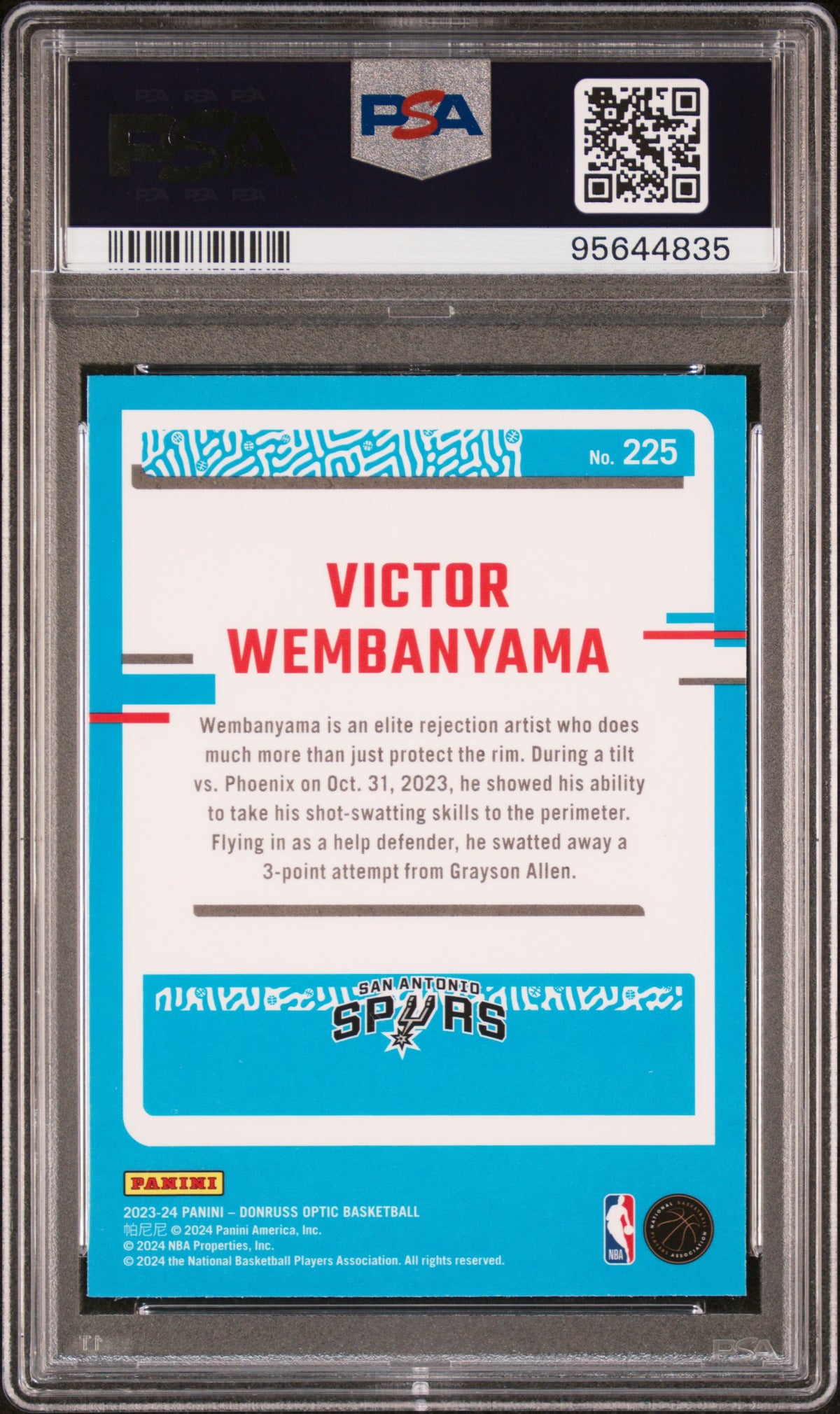 2023 Panini Donruss Optic Victor Wembanyama #225 PSA 10