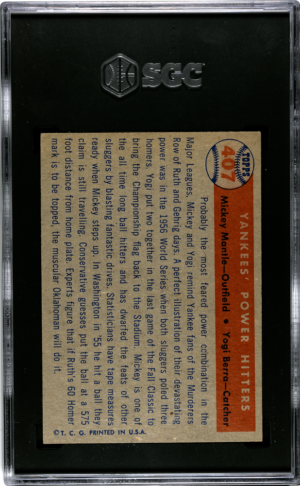 1957 Topps Yankees' Power Hitters #407 SGC 6
