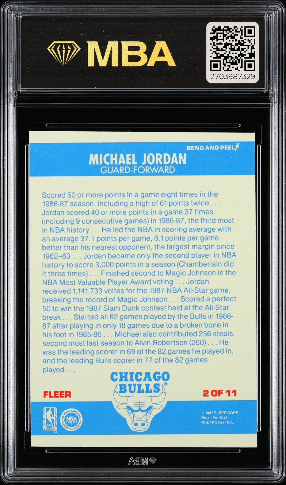 1987 Fleer Sticker Michael Jordan #2 MBA 6