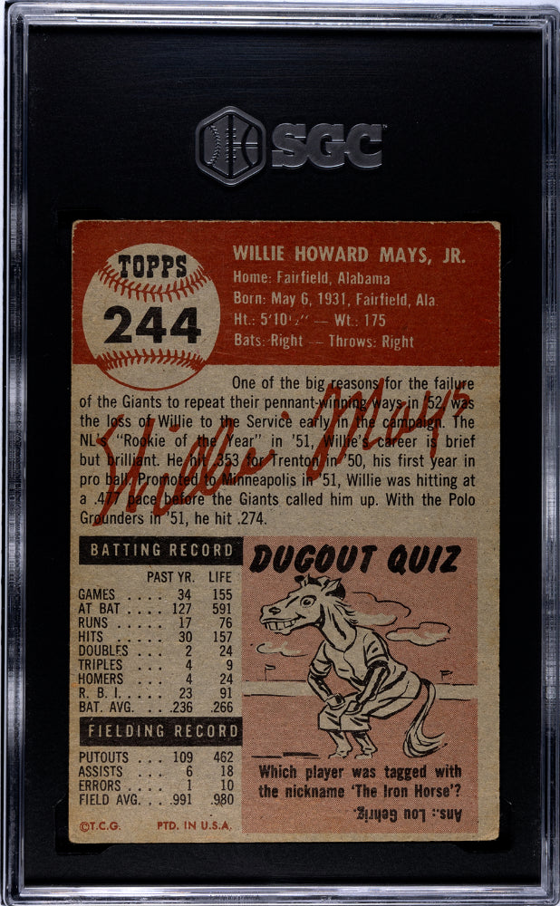 1953 Topps Willie Mays #244 SGC 2.5