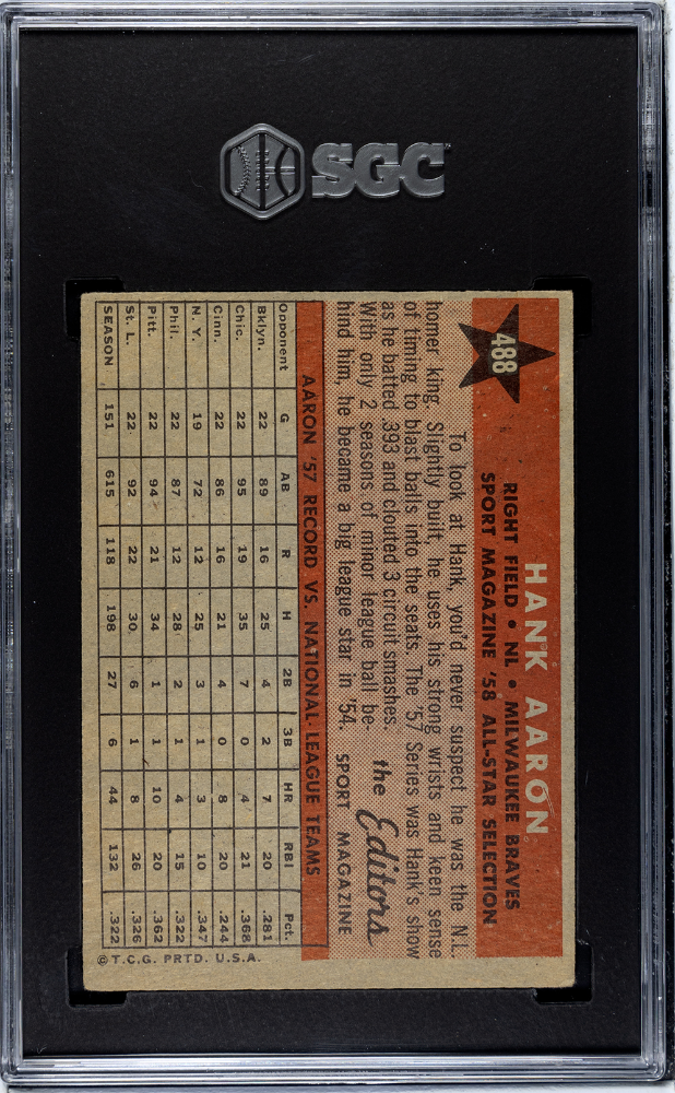 1958 Topps Hank Aaron #488 All Star SGC 4