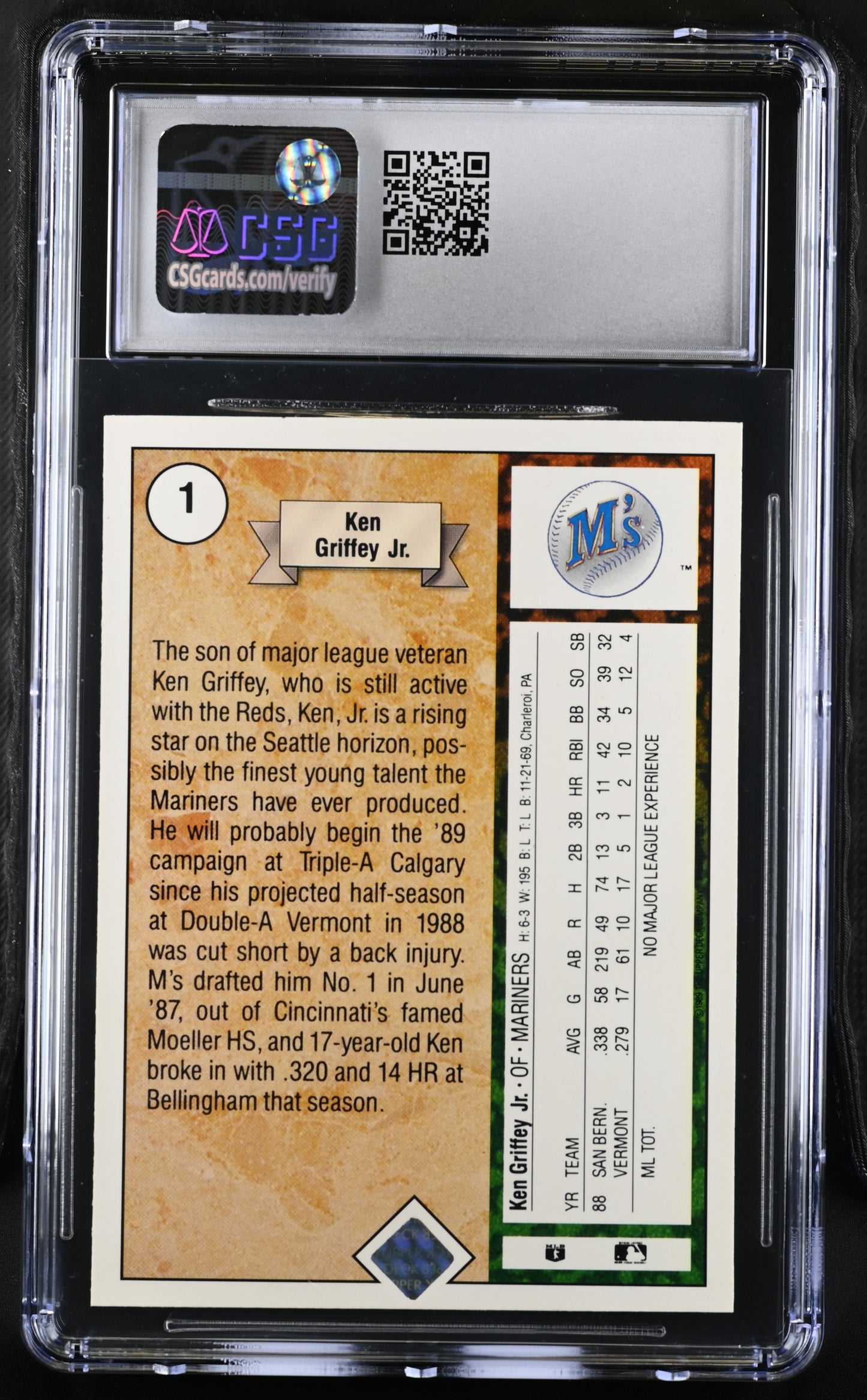 1989 Upper Deck Ken Griffey Jr. #1 CGC 9.5