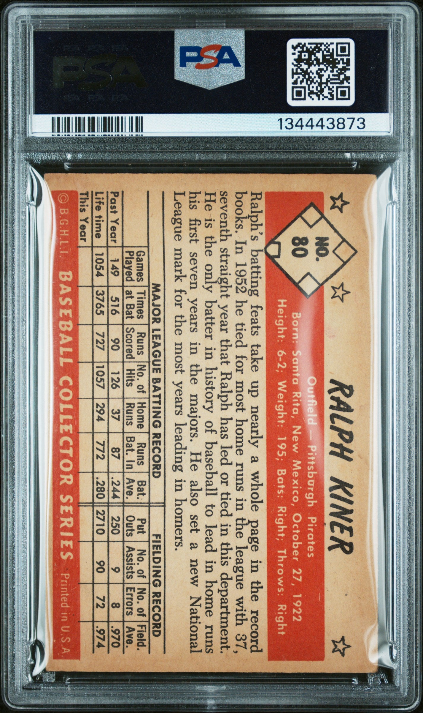 1953 Bowman Color Ralph Kiner #80 PSA 4