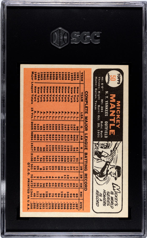 1966 Topps Mickey Mantle #50 SGC 6