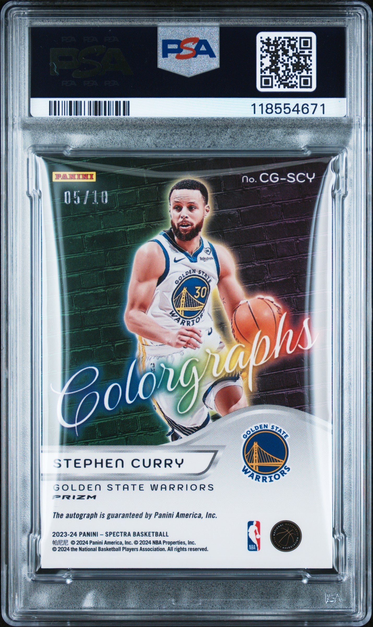 2023 Panini Spectra Colorgraph Autograph Stephen Curry #CGSCY Gold PSA 8 Auto 10