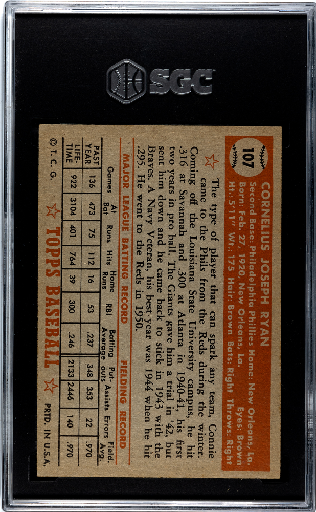 1952 Topps Connie Ryan #107 SGC 4.5