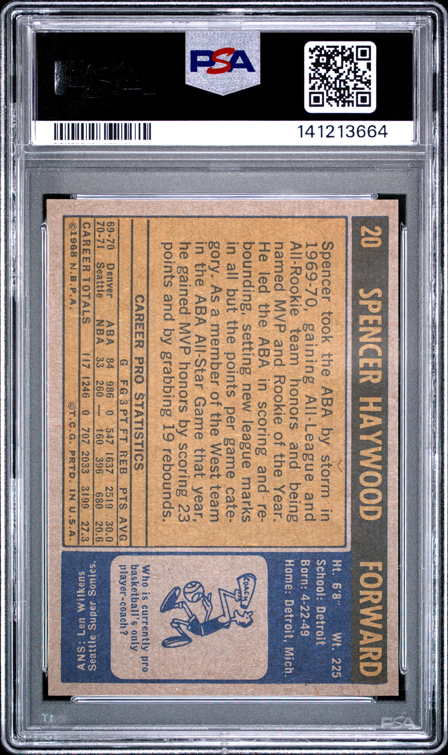 1971 Topps Spencer Haywood #20 PSA 6