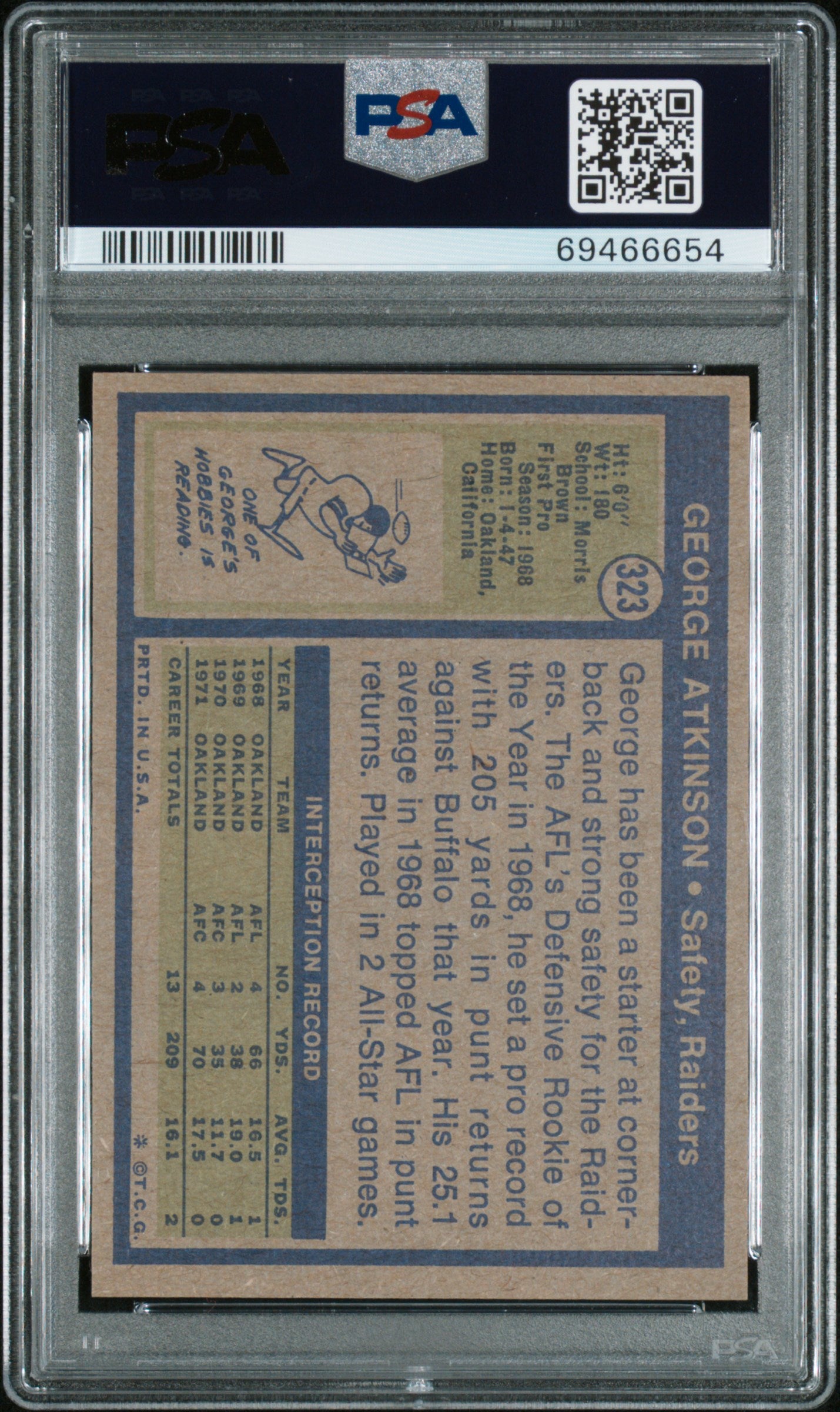 1972 Topps George Atkinson #323 PSA 8
