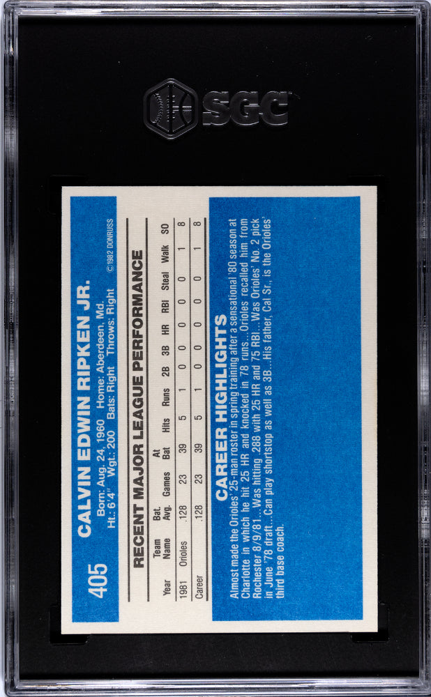 1982 Donruss Cal Ripken JR. #405 SGC 9