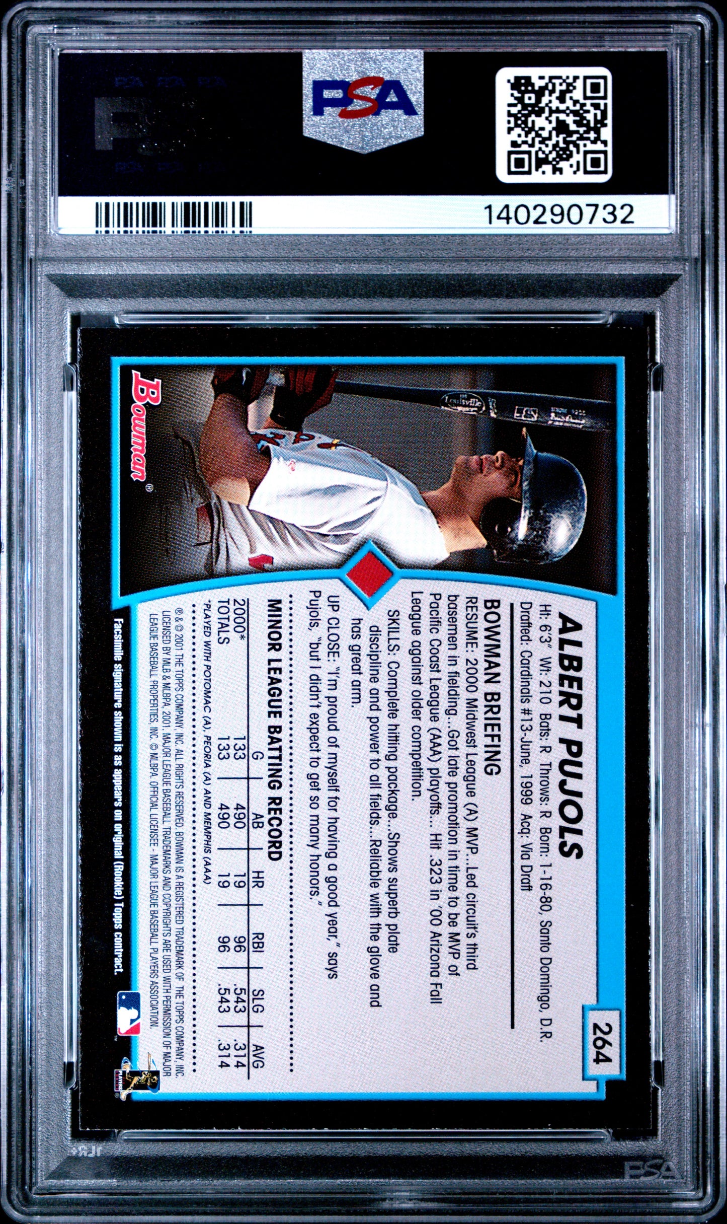 2001 Bowman Albert Pujols #264 PSA 8