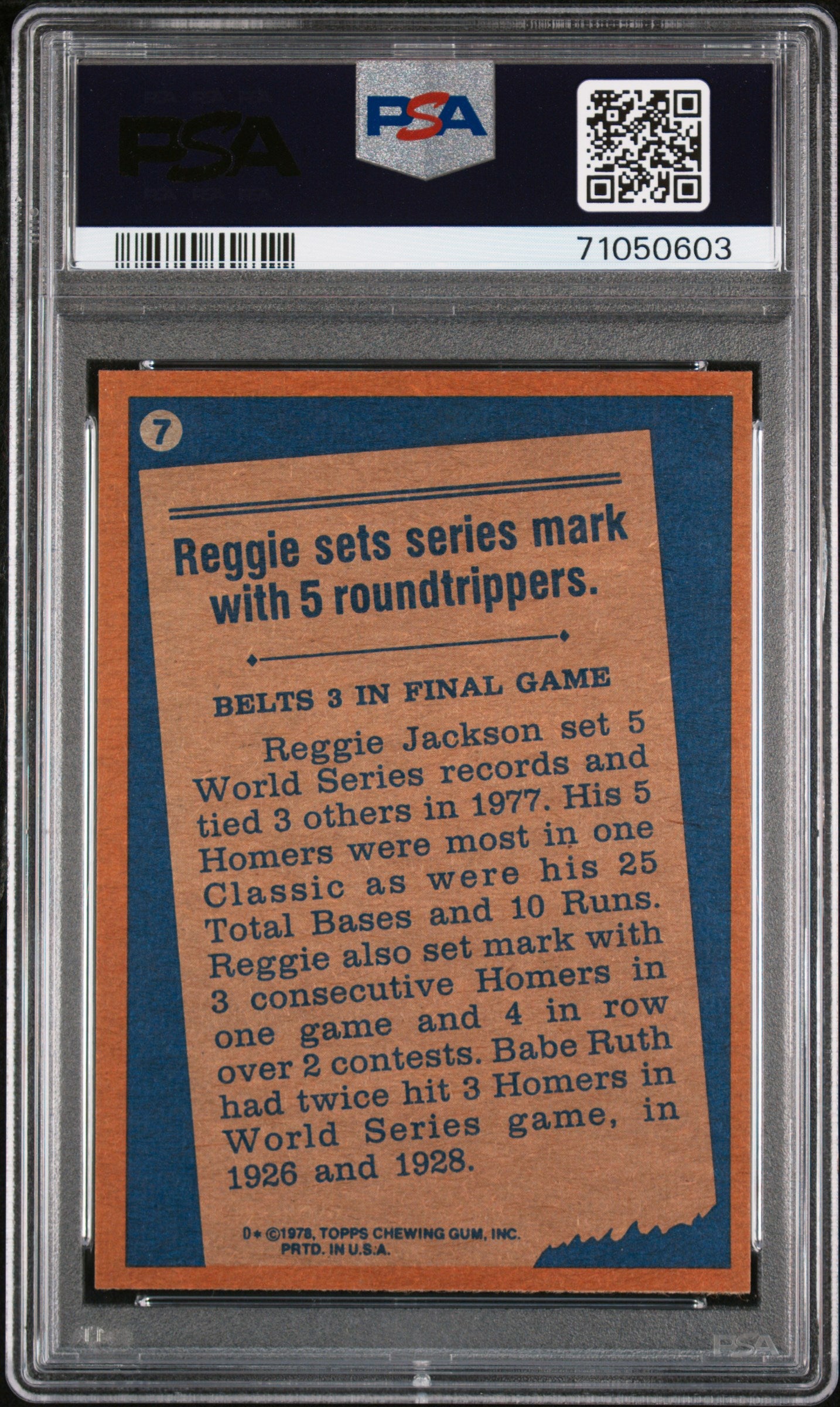 1978 Topps Reggie Jackson #7 PSA 9