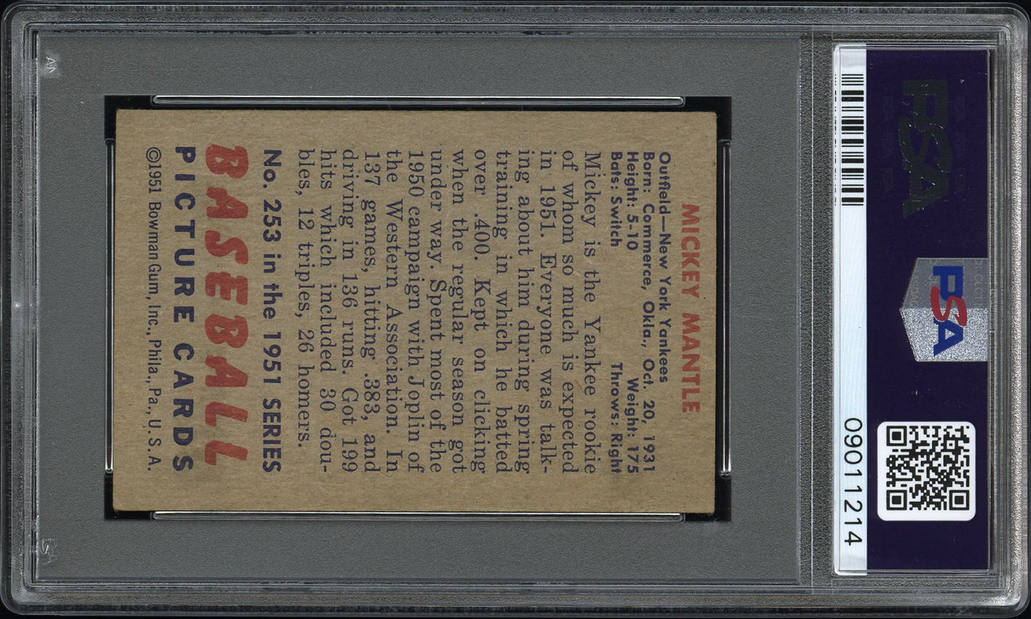 1951 Bowman Mickey Mantle #253 PSA 3