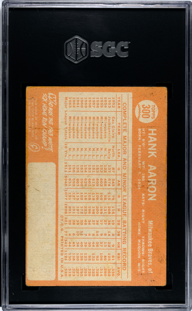 1964 Topps Hank Aaron #300 SGC 2