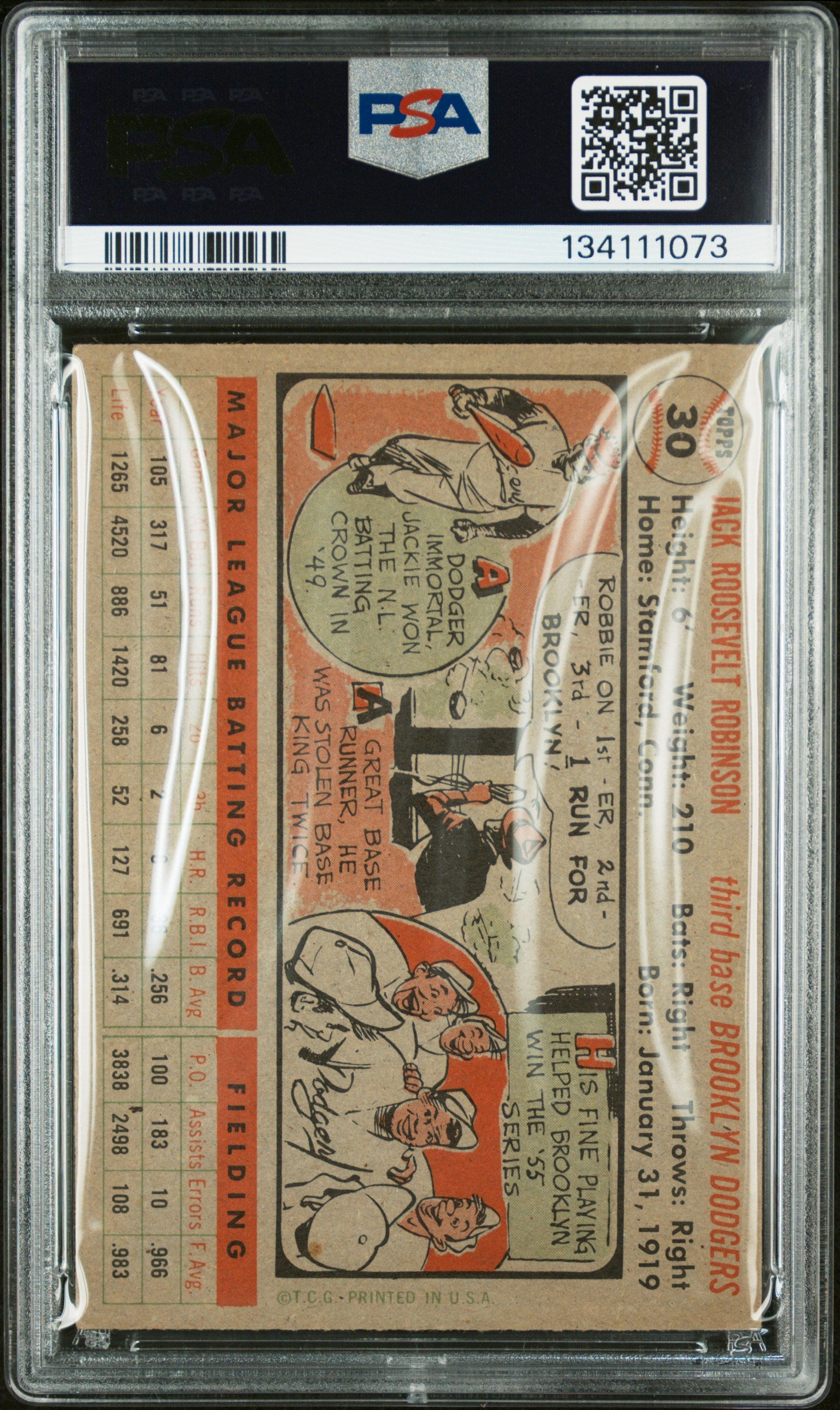 1956 Topps Jackie Robinson #30 Gray Back PSA 4