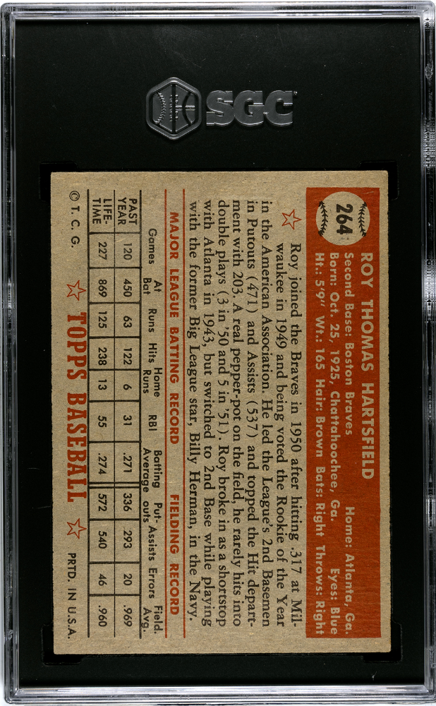 1952 Topps Roy Hartsfield #264 SGC 6
