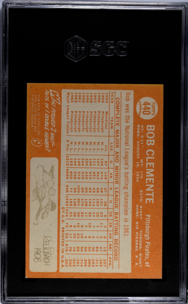 1964 Topps Bob Clemente #440 SGC 6