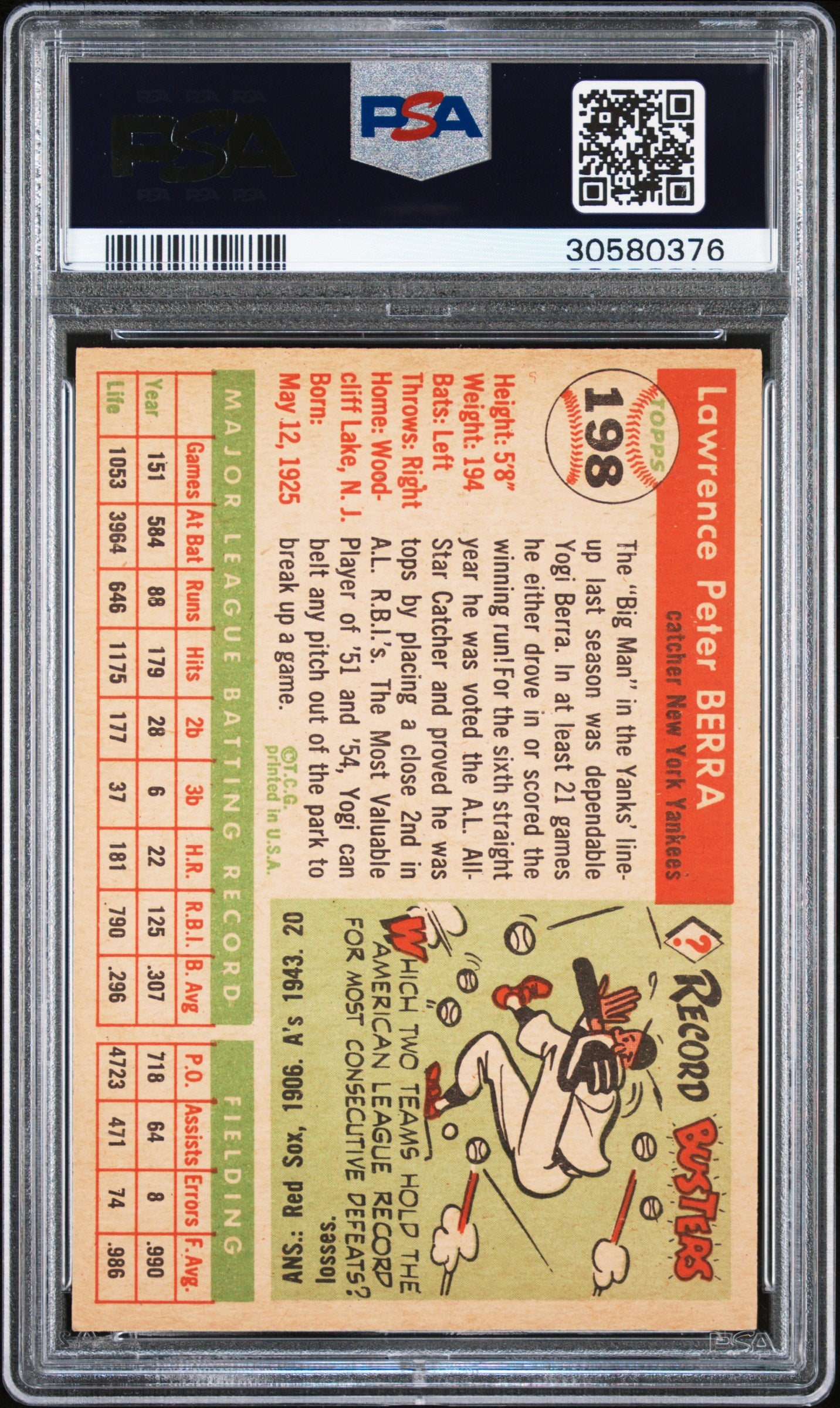 1955 Topps Yogi Berra #198 PSA 7