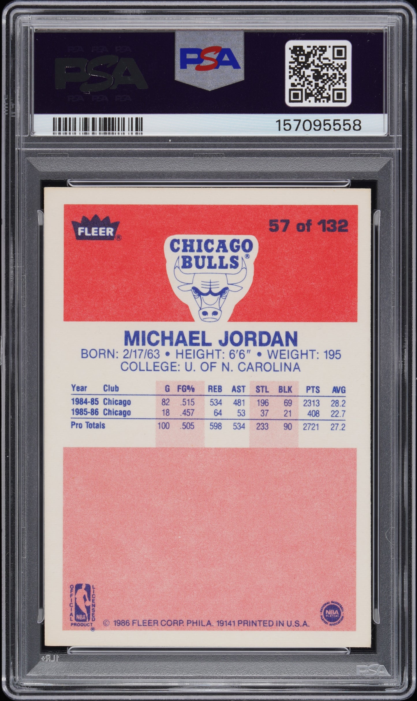 1986 Fleer Michael Jordan #57 PSA 4