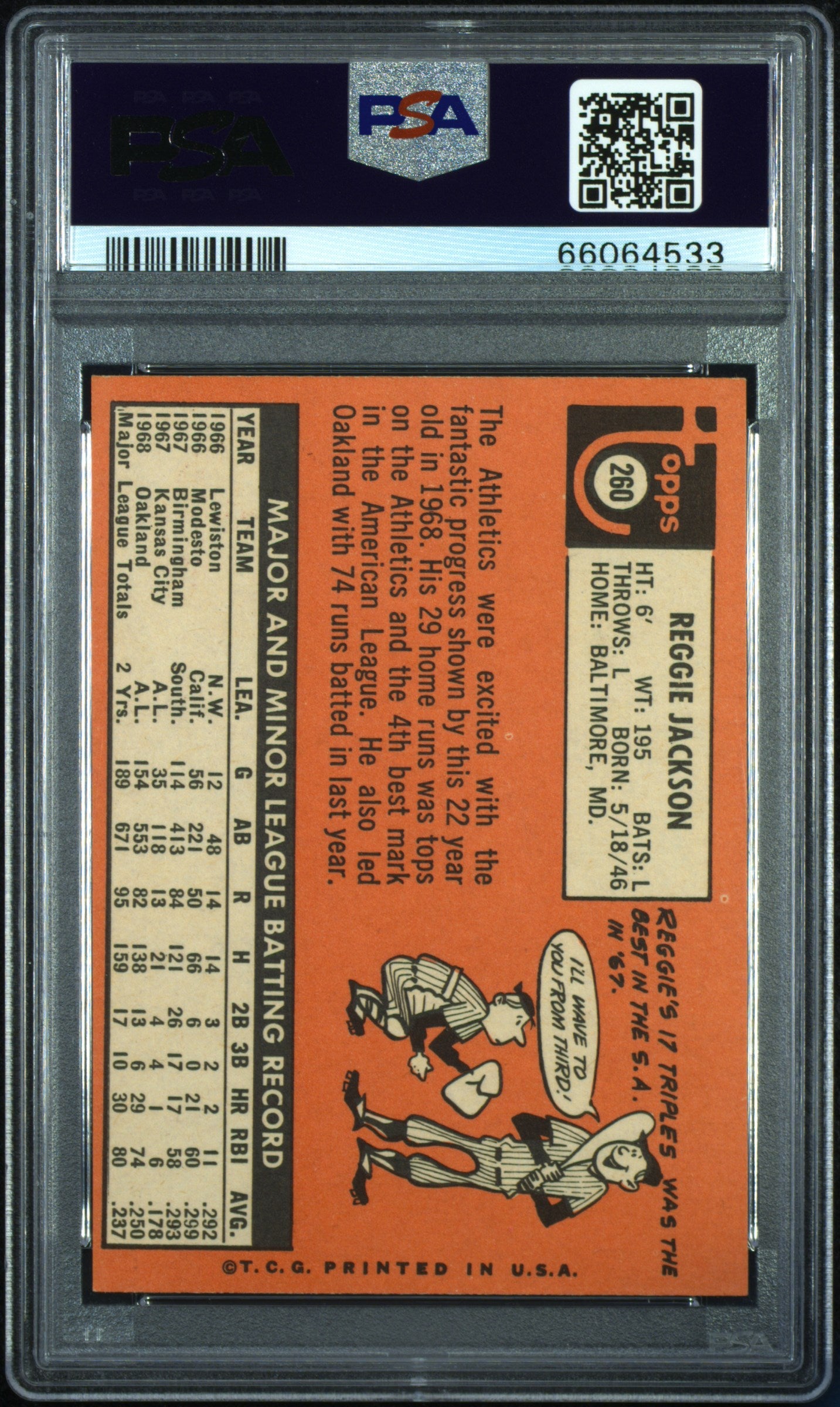 1969 Topps Reggie Jackson #260 PSA 7.5
