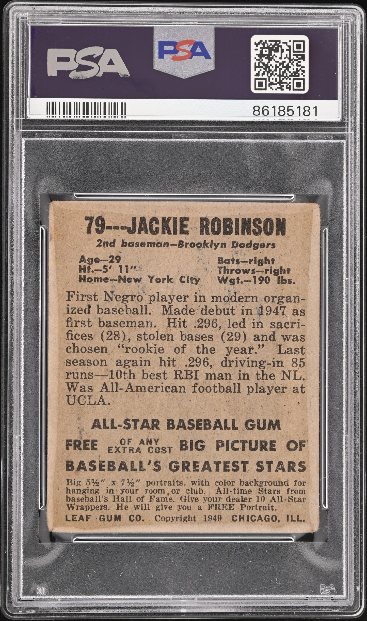 1948 Leaf Jackie Robinson #79 PSA 2