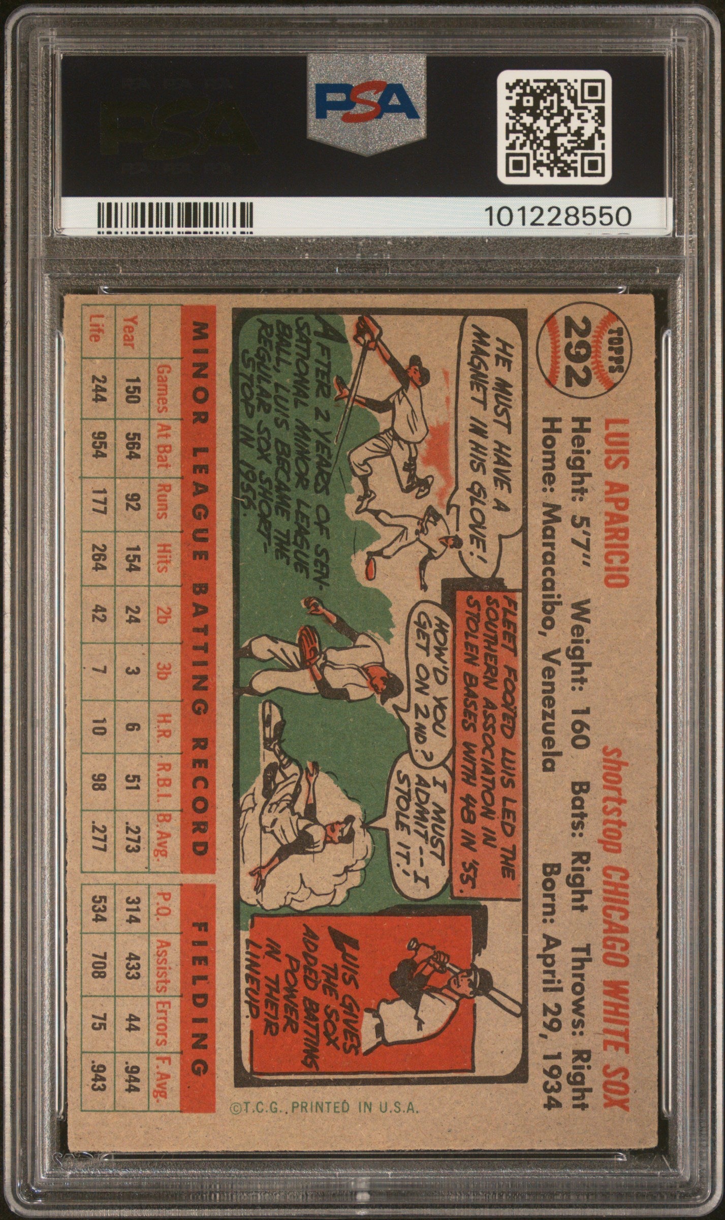 1956 Topps Luis Aparicio #292 PSA 4