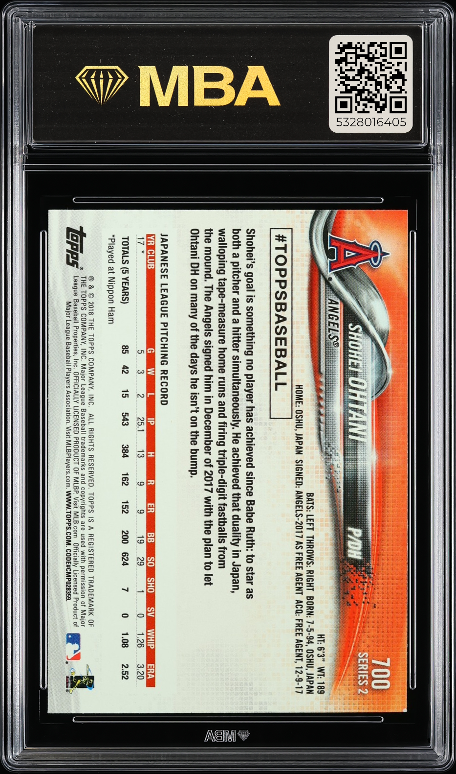 2018 Topps Shohei Ohtani #700 Pitching MBA 8