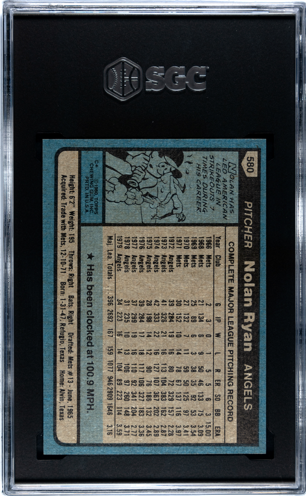 1980 Topps Nolan Ryan #580 SGC 10