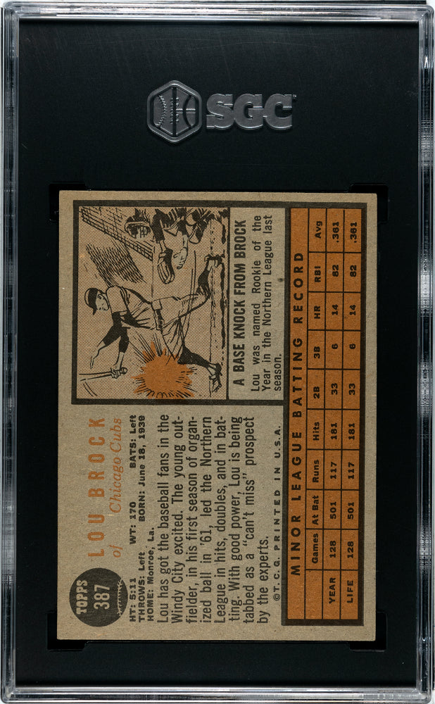 1962 Topps Lou Brock #387 SGC 5