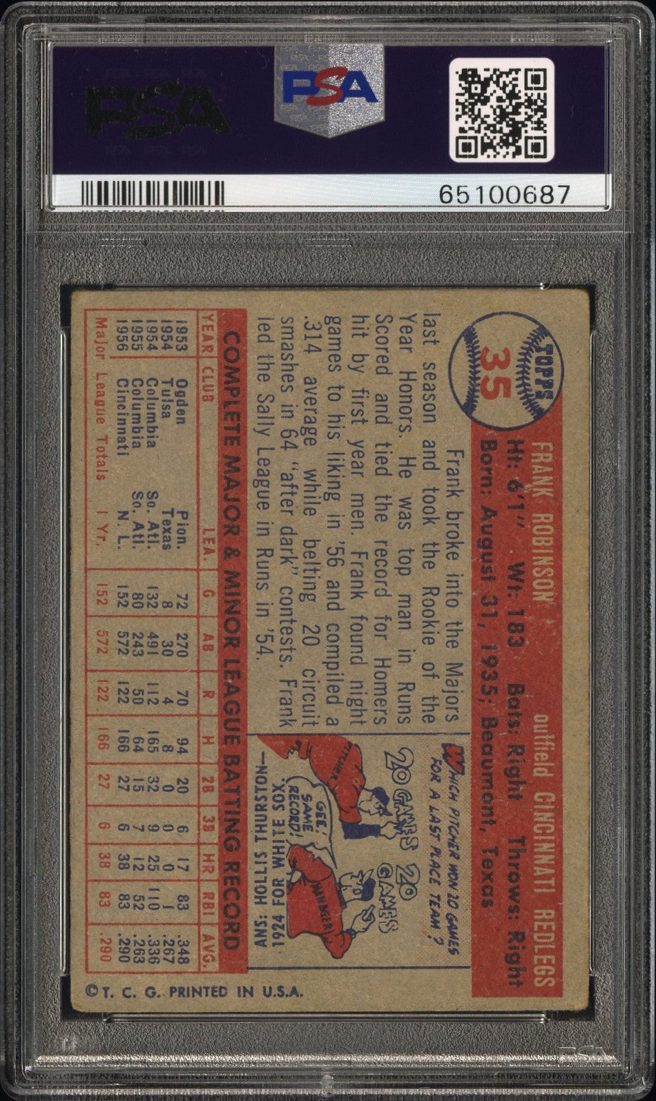 1957 Topps Frank Robinson #35 PSA 3.5