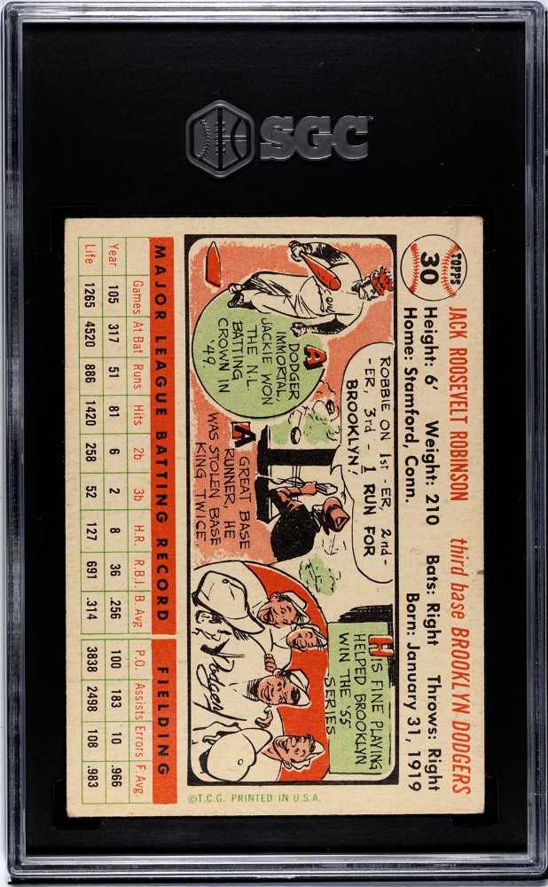 1956 Topps Jackie Robinson #30 White Back SGC 4.5