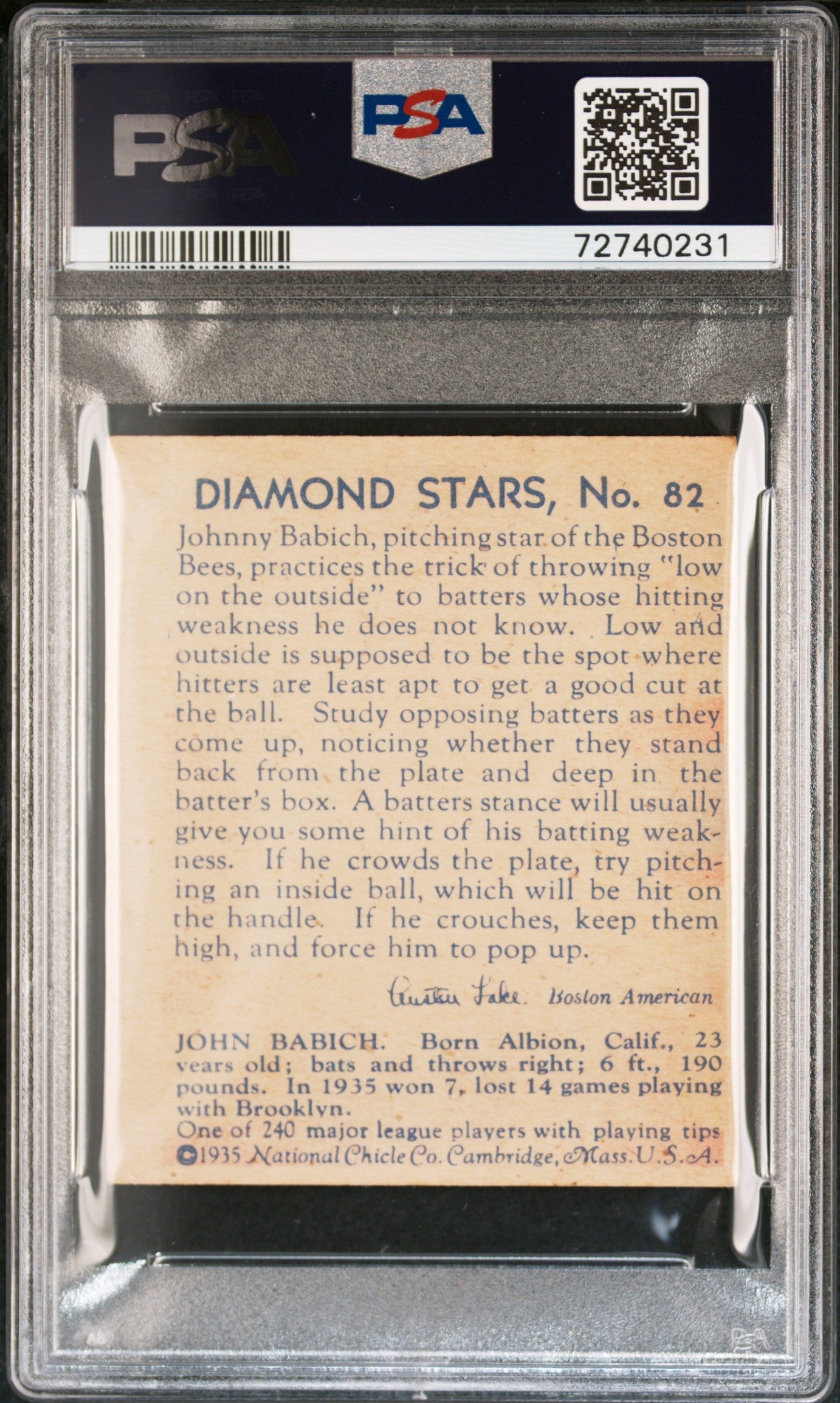 1936 Diamond Stars John Babich #82 PSA 5