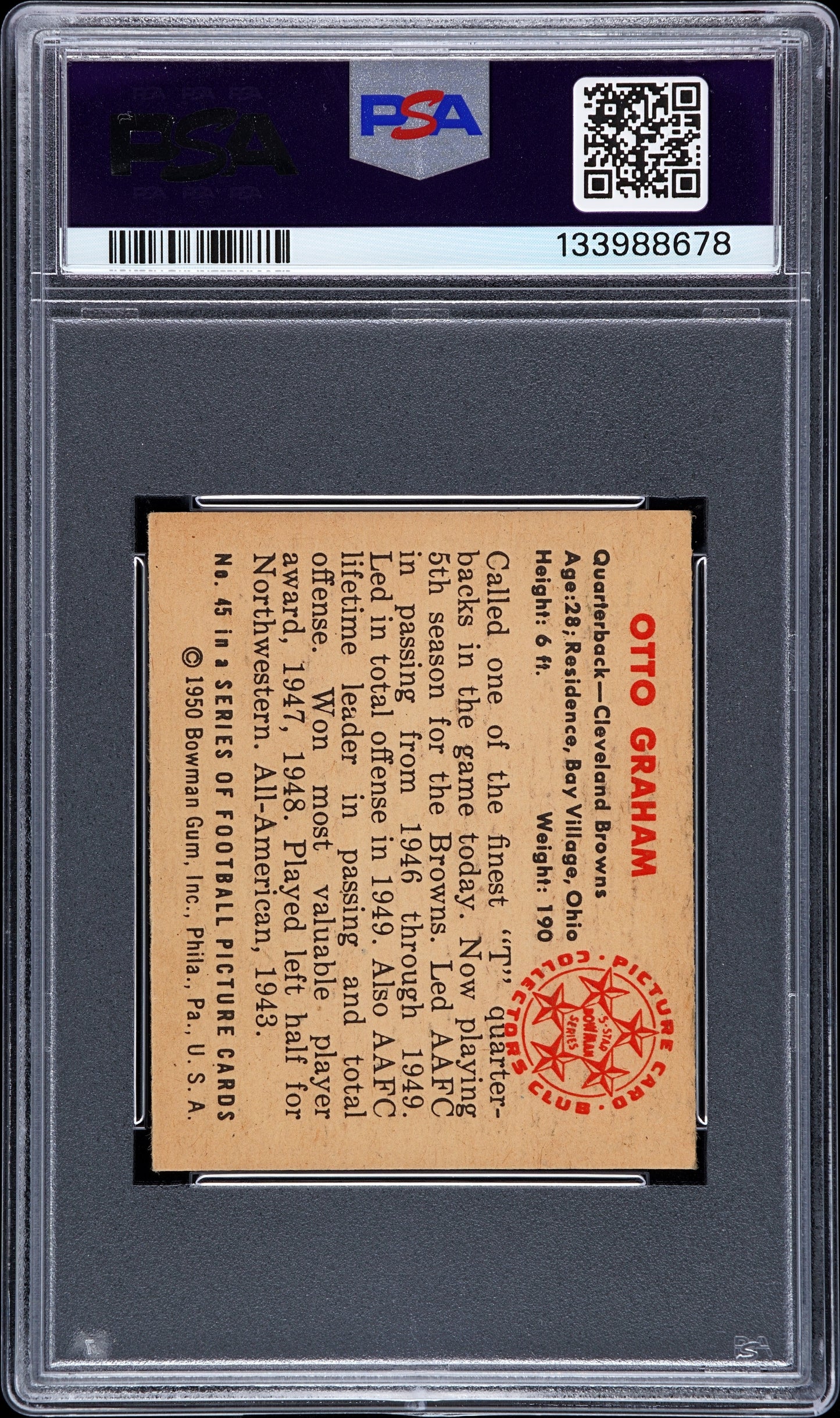 1950 Bowman Otto Graham #45 PSA 7.5