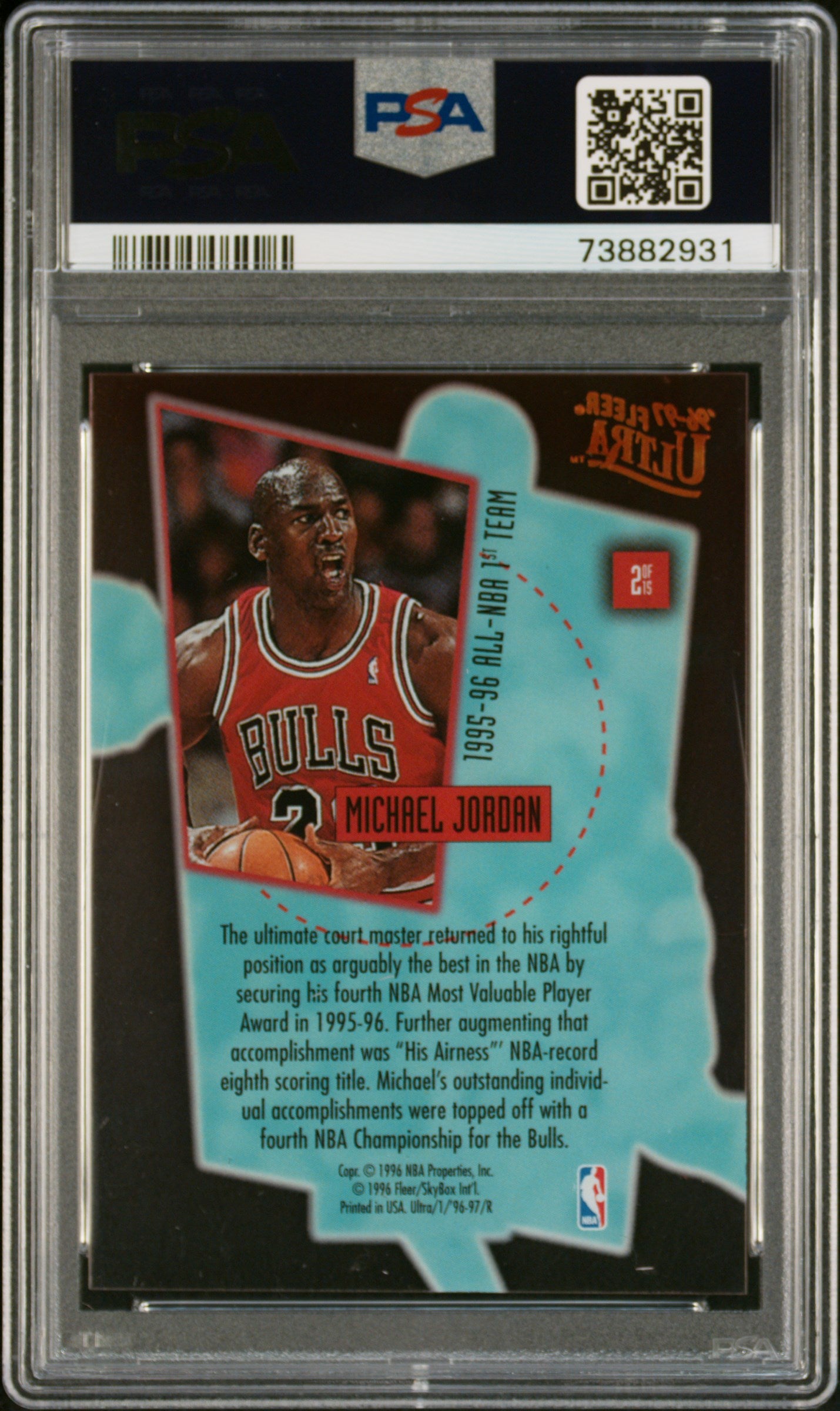 1996 Ultra Court Masters Michael Jordan #2 PSA 9