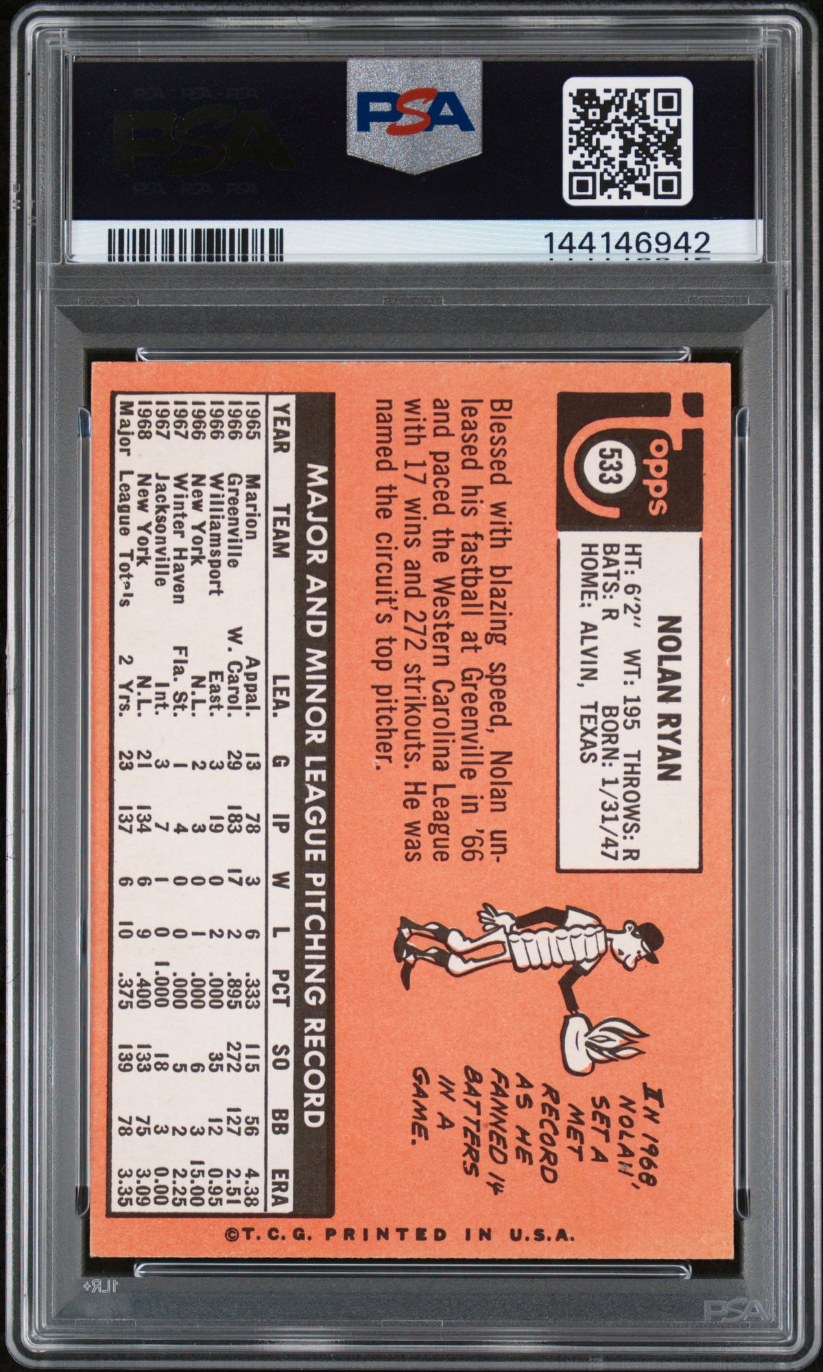 1969 Topps Nolan Ryan #533 PSA 5 Auto 10