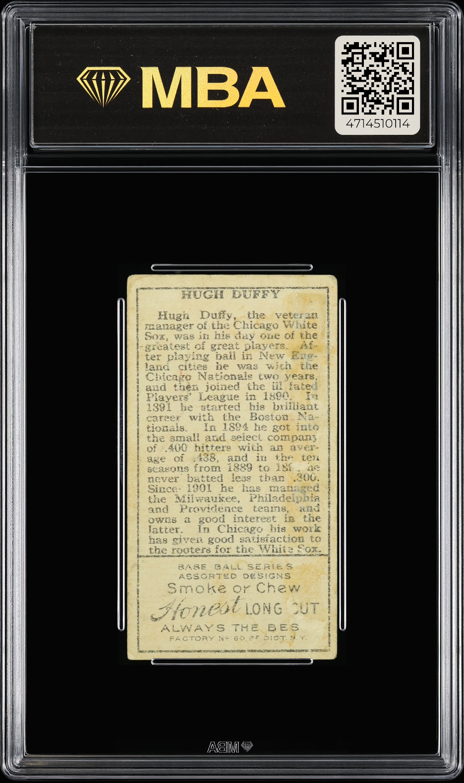 1911 Gold Borders Hugh Duffy #58 MBA 2