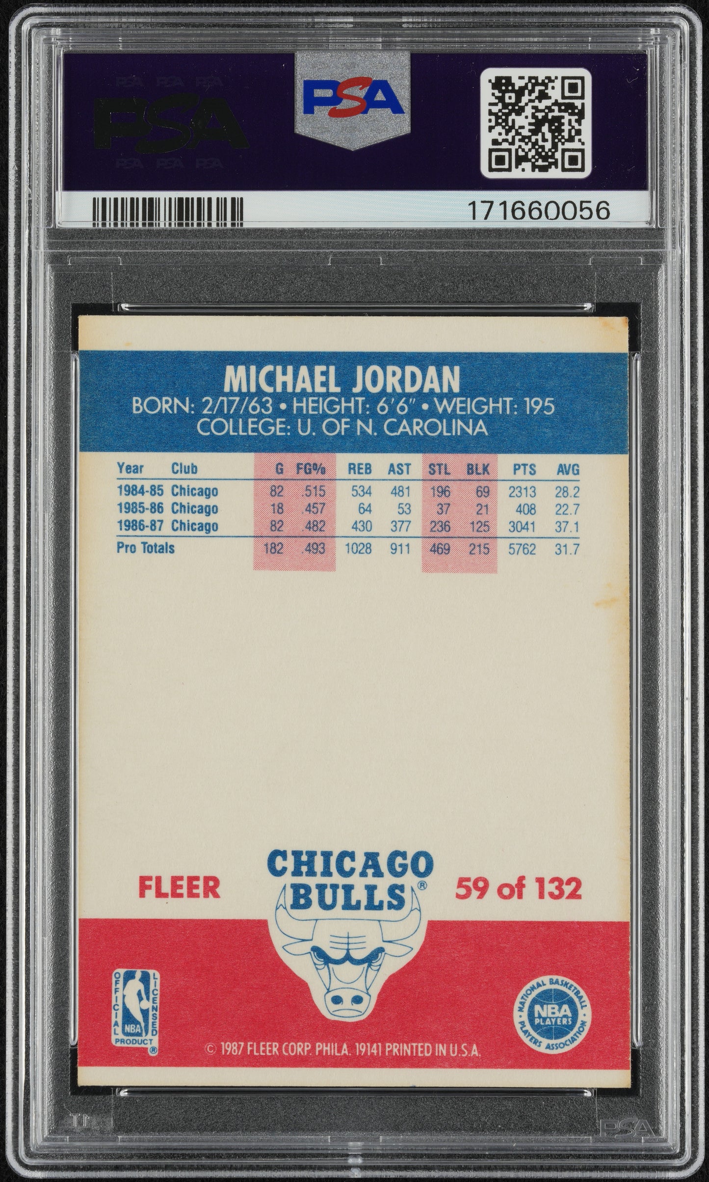 1987 Fleer Michael Jordan #59 PSA 5 Auto 9 - Early Jordan Signature
