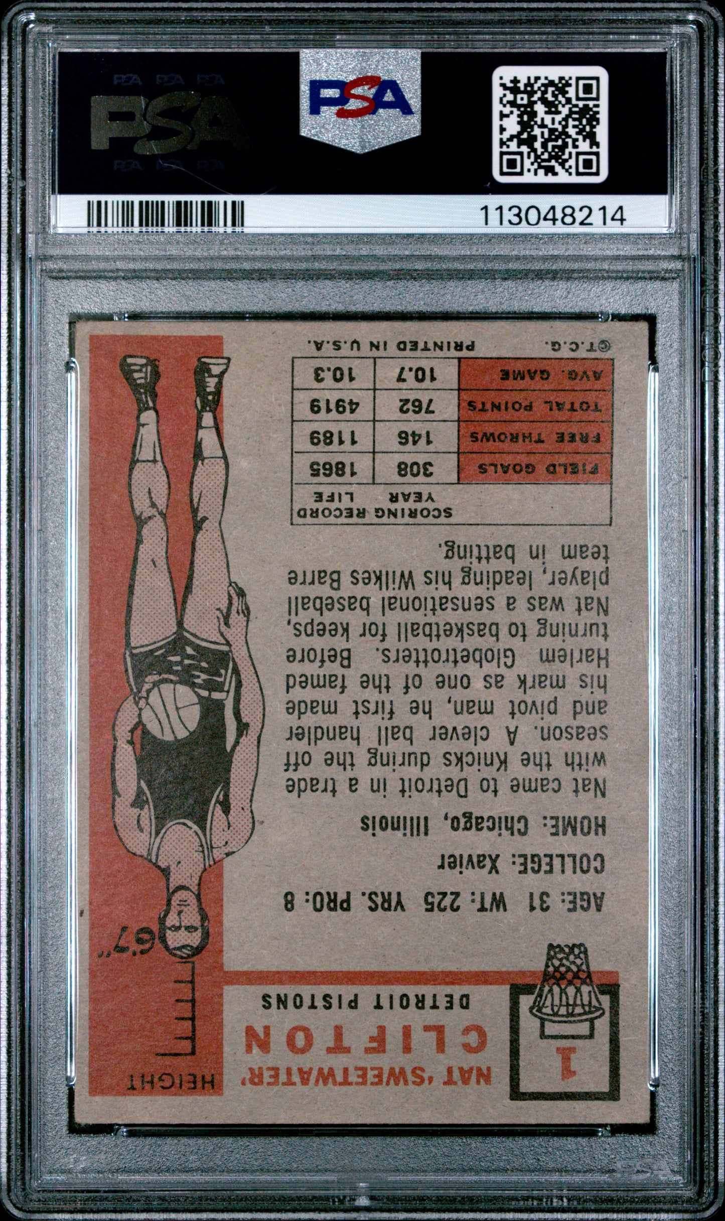1957 Topps Nat Clifton #1 PSA 3