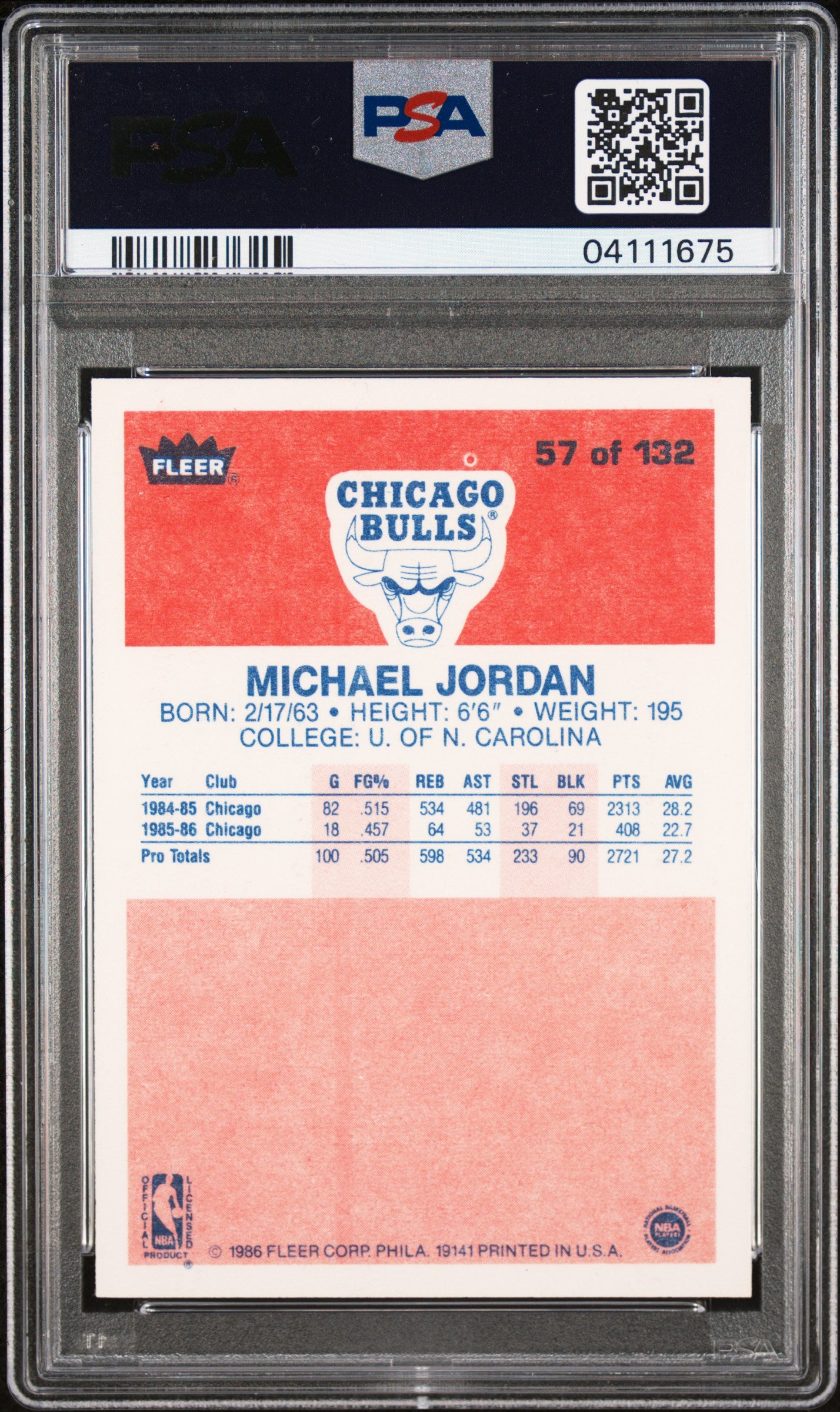 1986 Fleer Michael Jordan #57 PSA 8