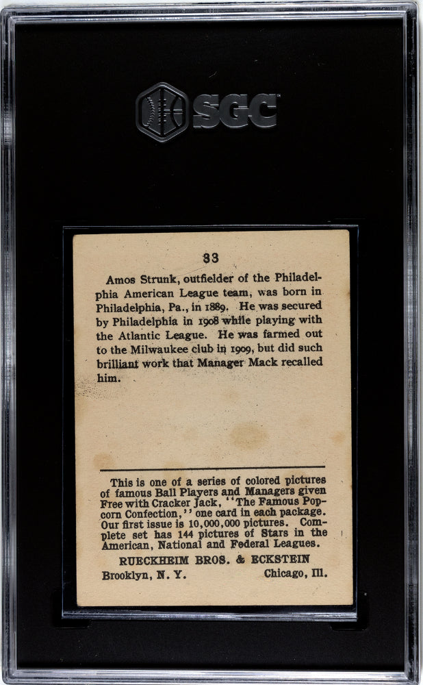 1914 Cracker Jack Amos Strunk #33 SGC 4.5