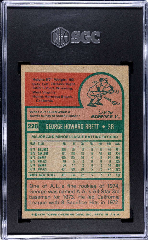 1975 Topps George Brett #228 SGC 5